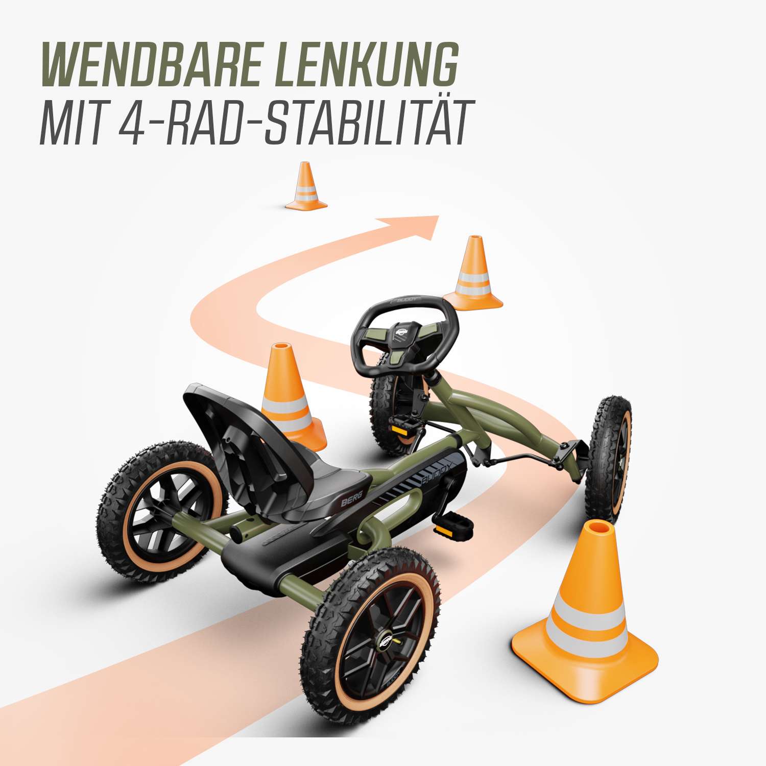 BERG Gokart Buddy Trail Green mit Handbremse