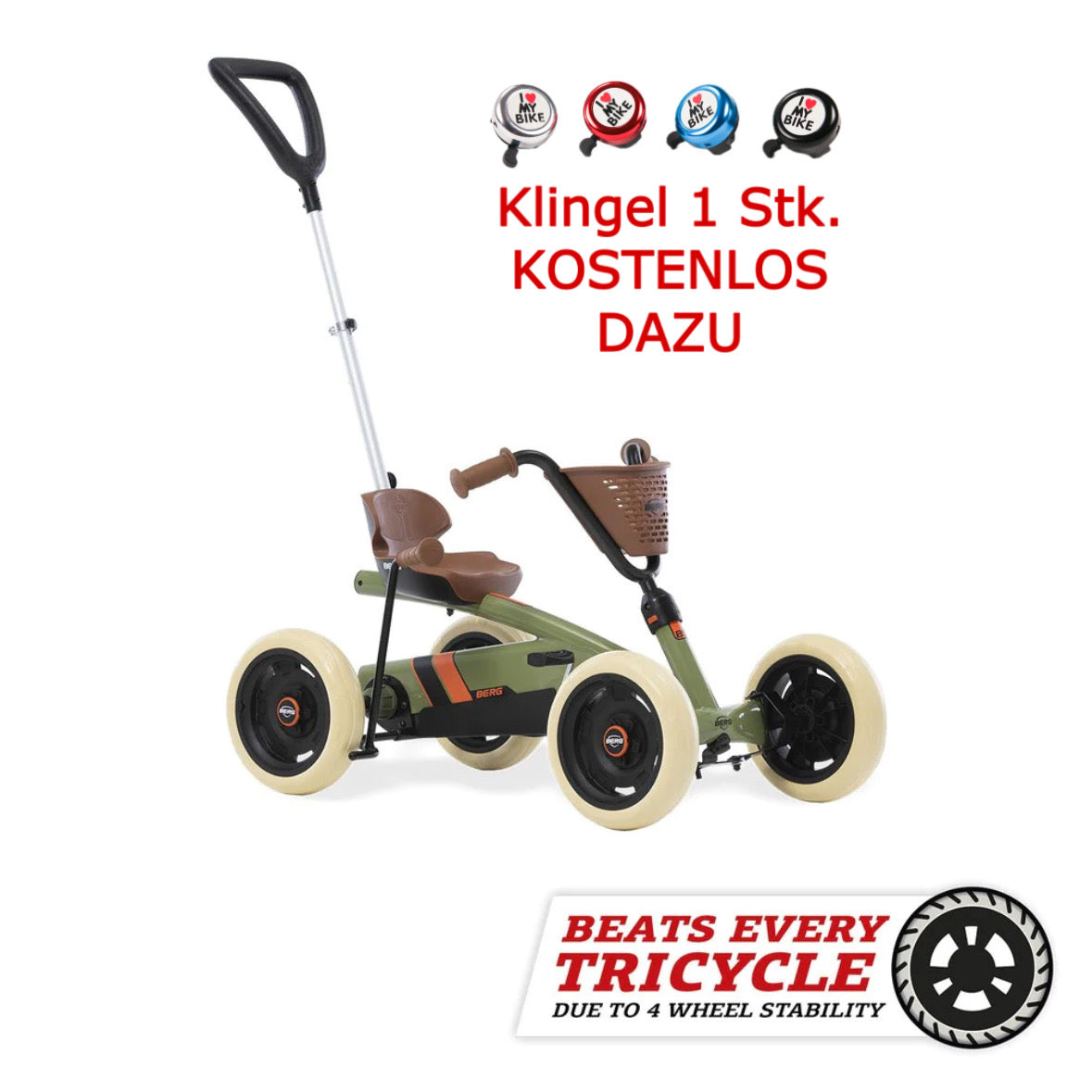 BERG Gokart Buzzy Retro Grün 2-in-1