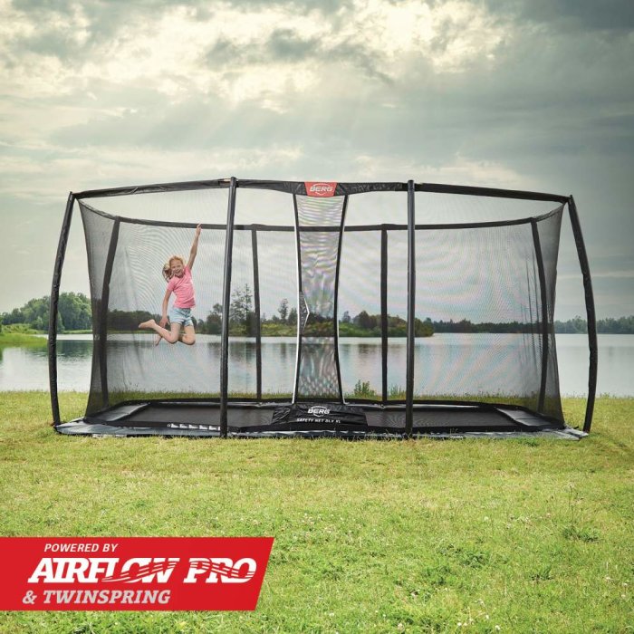 BERG Trampolin Elite Ultim FlatGround mit Netz Rechteckig