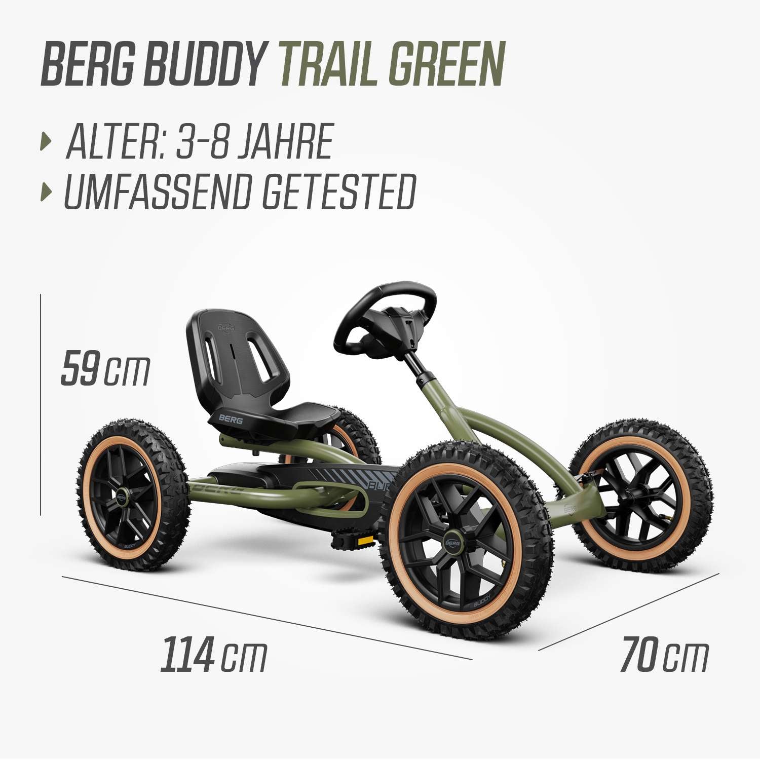 BERG Gokart Buddy Trail Green mit Handbremse