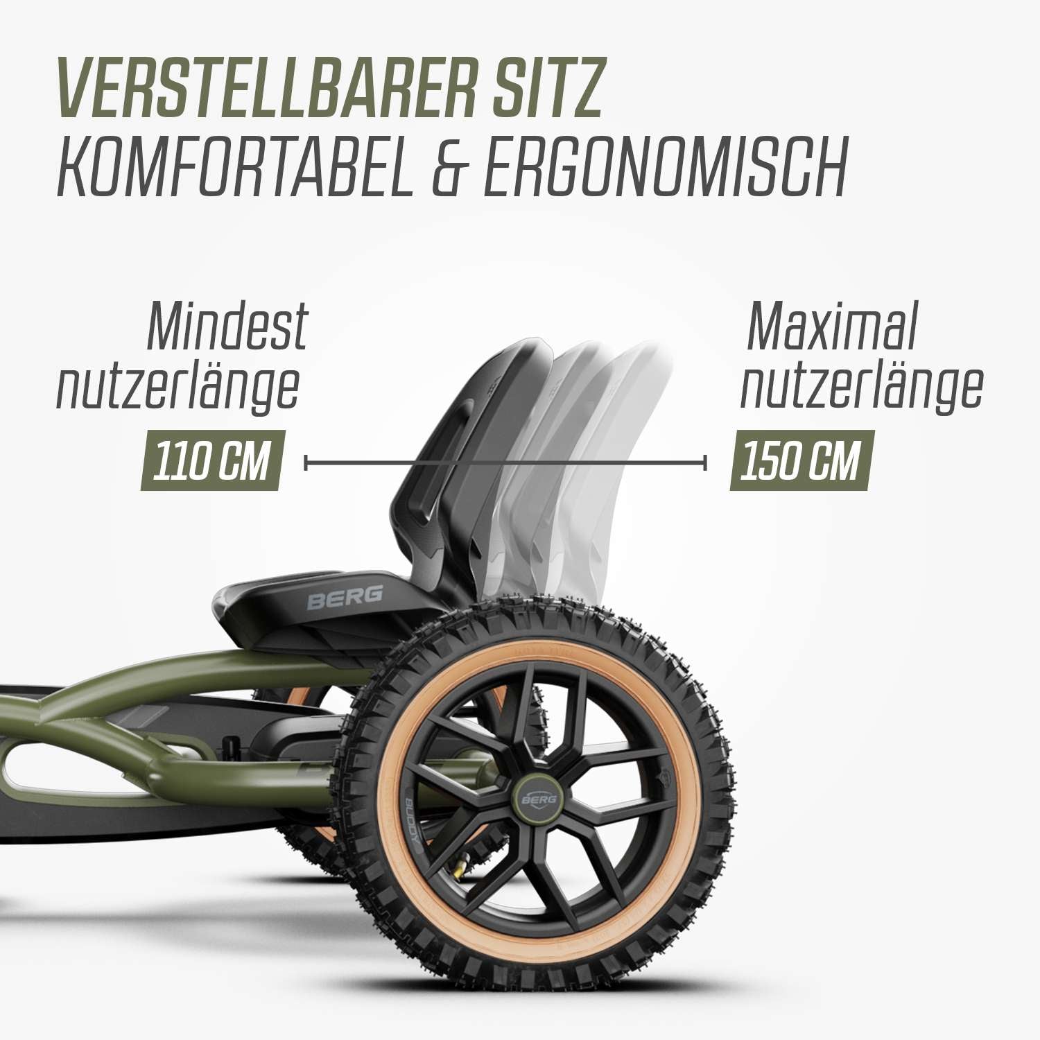 BERG Gokart Buddy Trail Green mit Handbremse