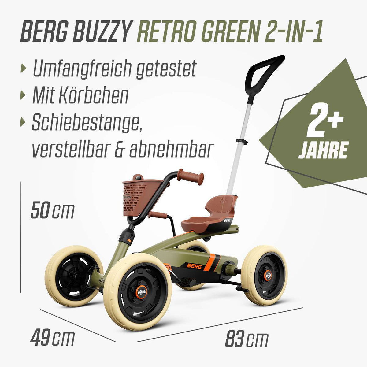 BERG Gokart Buzzy Retro Grün 2-in-1