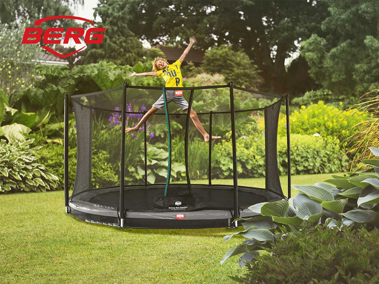 BERG Trampolin Favorit InGround mit Netz Rund