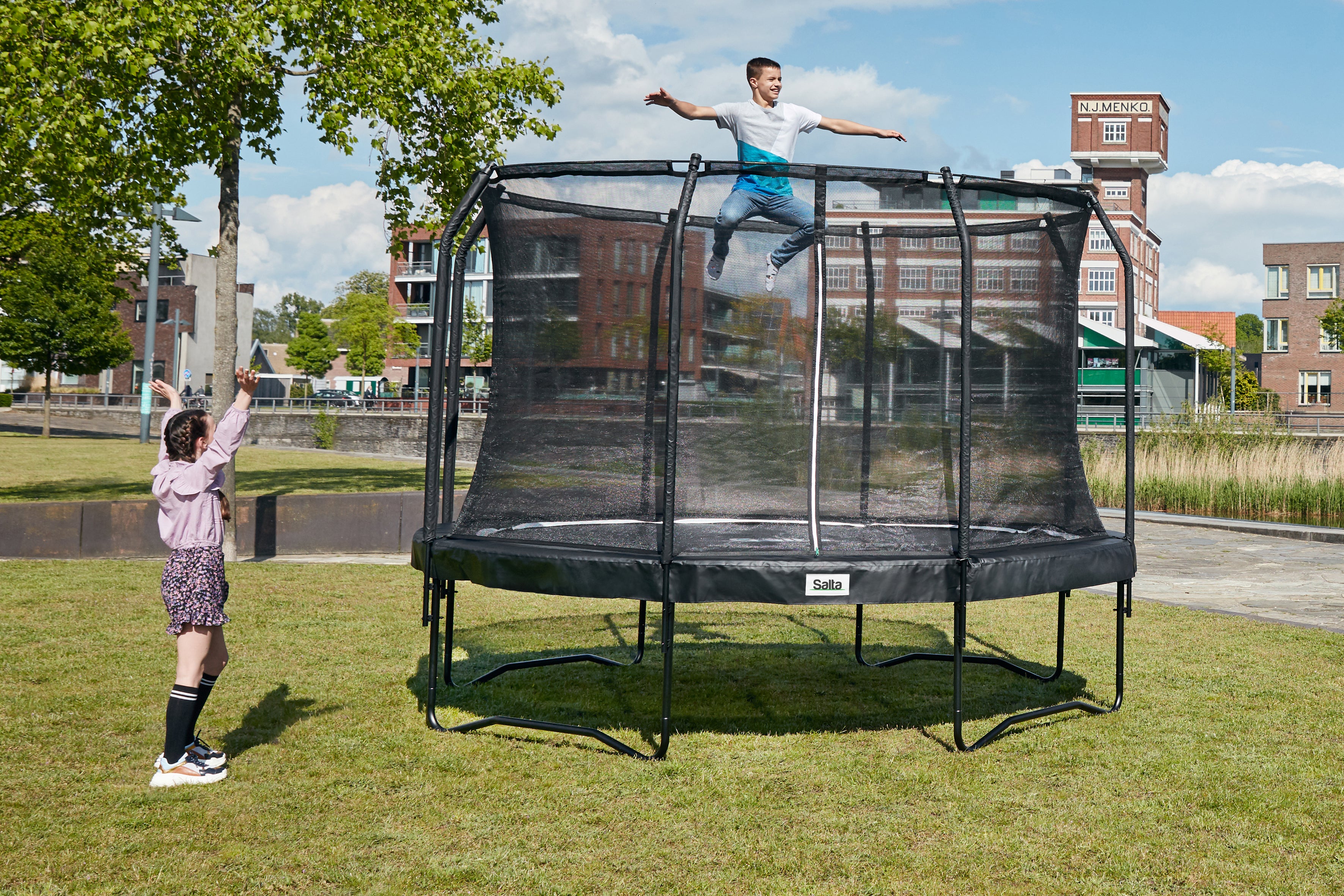 SALTA Trampolin Premium Black Edition mit Sicherheitsnetz rund